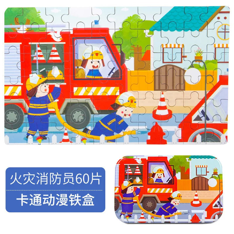 Wooden Jigsaw Puzzle in a Storage Tin — 60 Pieces