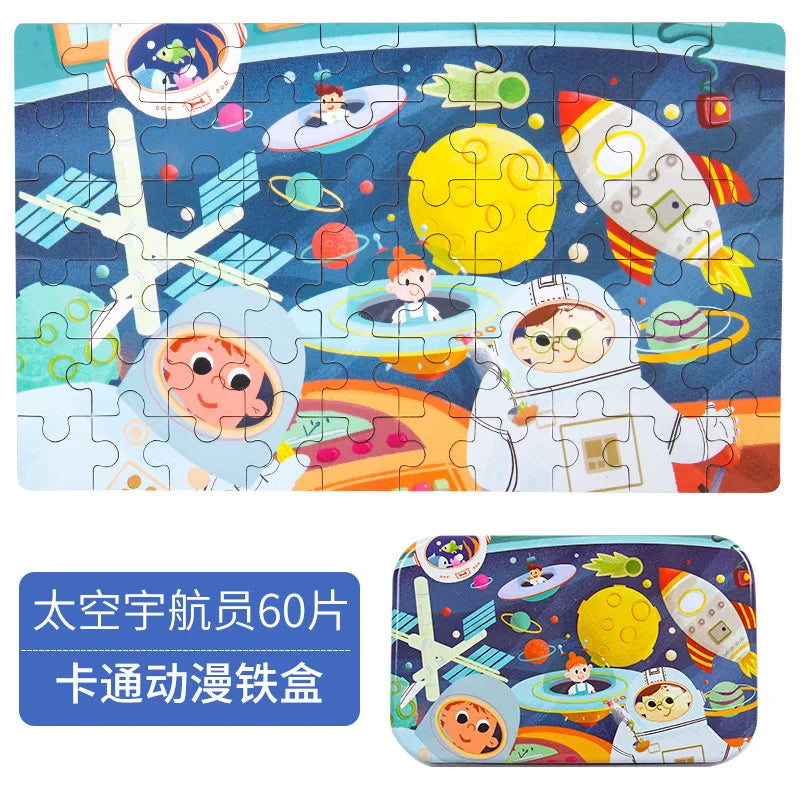 Wooden Jigsaw Puzzle in a Storage Tin — 60 Pieces