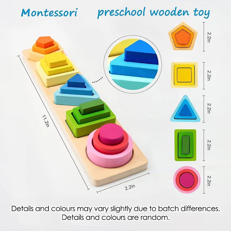 Wooden Shape Sorting & Stacking Board