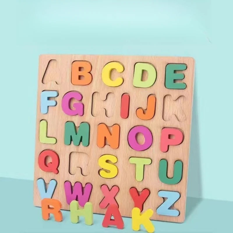 Wooden Letter & Number Puzzle Board