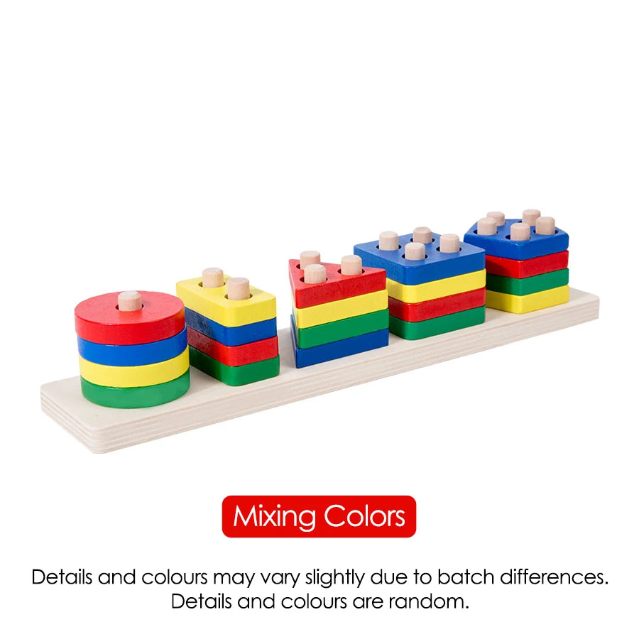 Wooden Shape Sorting & Stacking Board