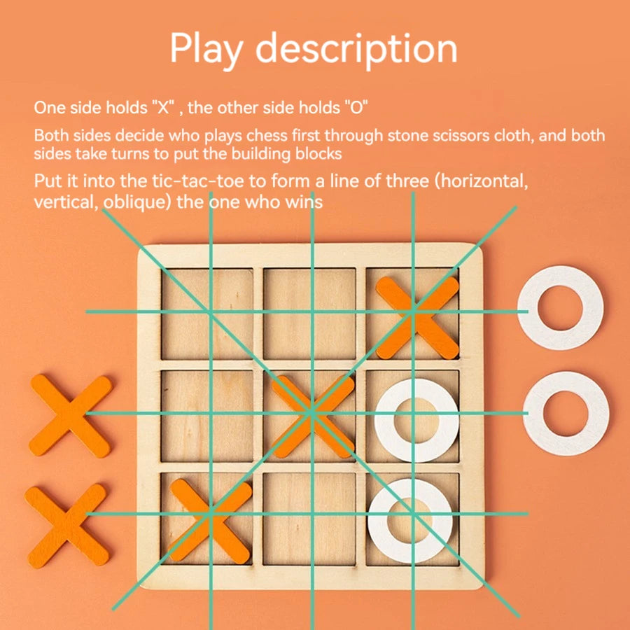 Wooden Noughts & Crosses Game