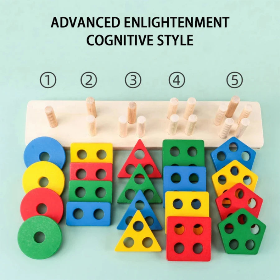 Wooden Shape Sorting & Stacking Board