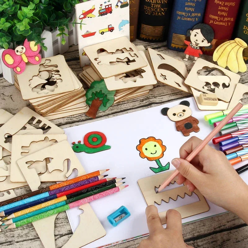 Wooden Drawing Stencil Set
