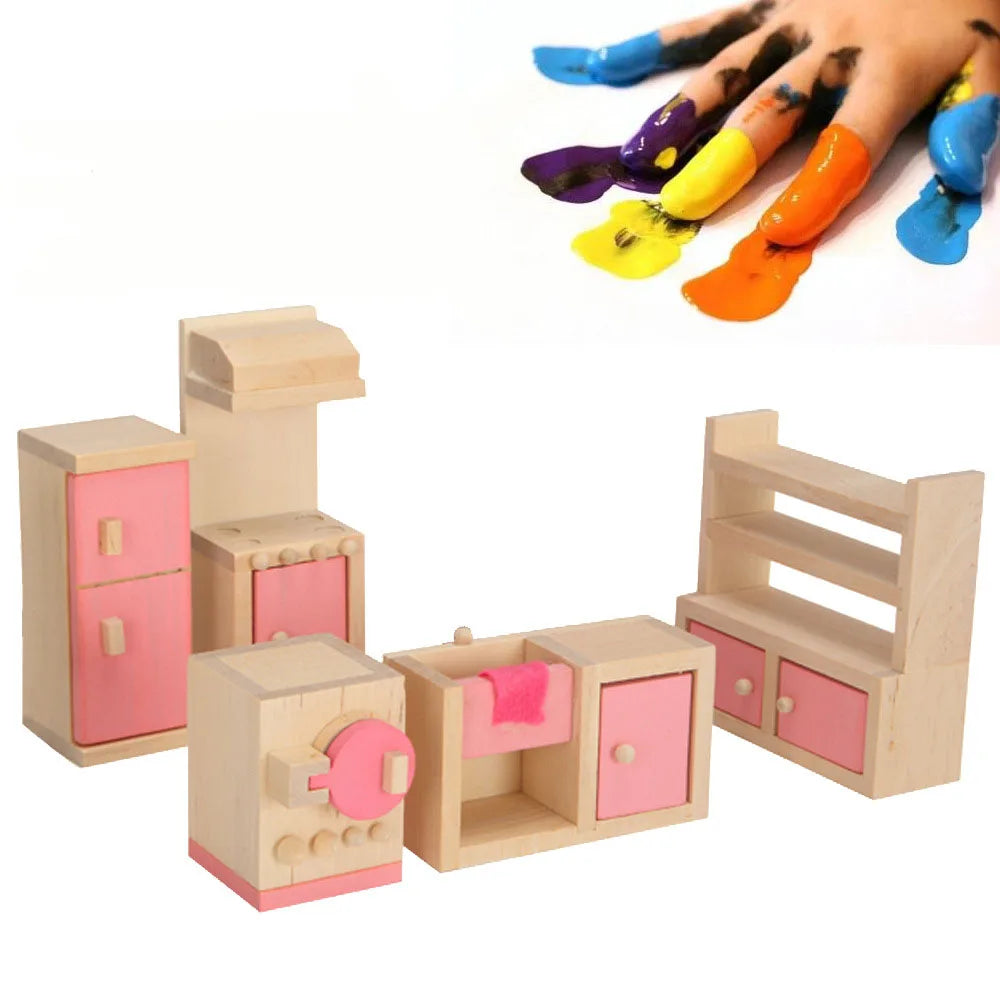 Wooden Dollhouse Furniture Collection