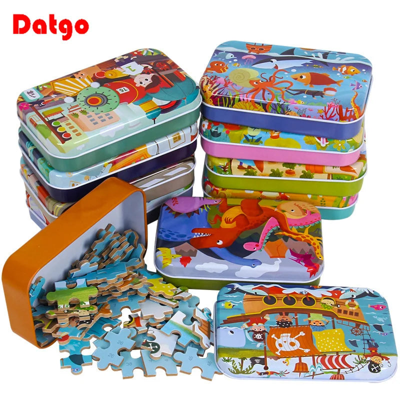 Wooden Jigsaw Puzzle in a Storage Tin — 60 Pieces