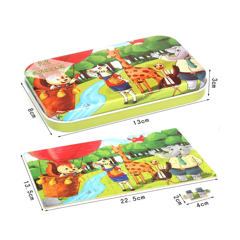 Wooden Jigsaw Puzzle in a Storage Tin — 60 Pieces