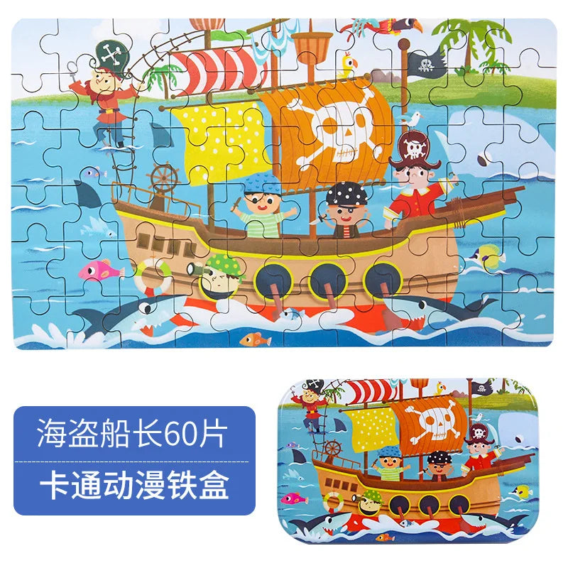 Wooden Jigsaw Puzzle in a Storage Tin — 60 Pieces