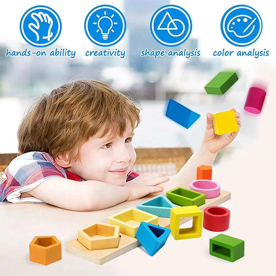 Wooden Shape Sorting & Stacking Board