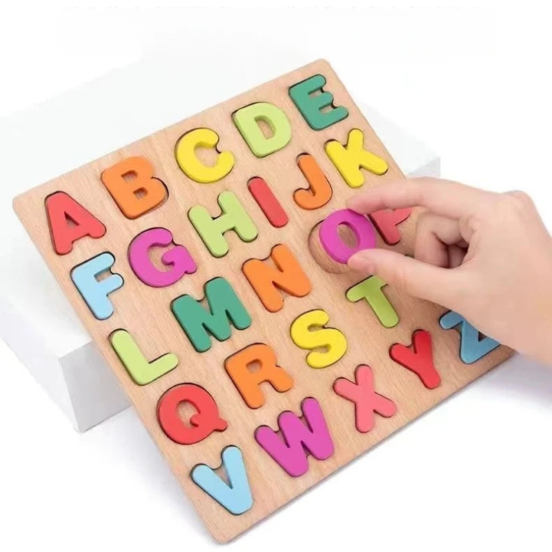 Wooden Letter & Number Puzzle Board