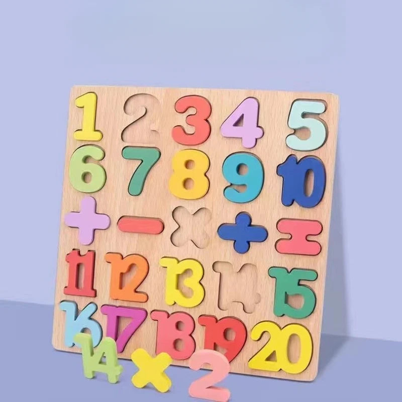 Wooden Letter & Number Puzzle Board
