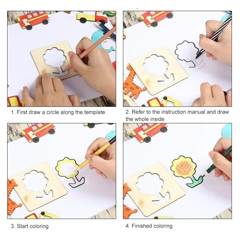 Wooden Drawing Stencil Set