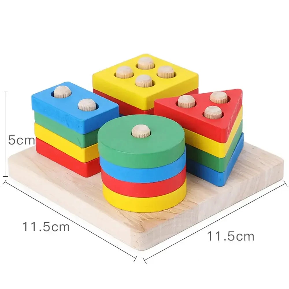 Wooden Shape Sorting & Stacking Board