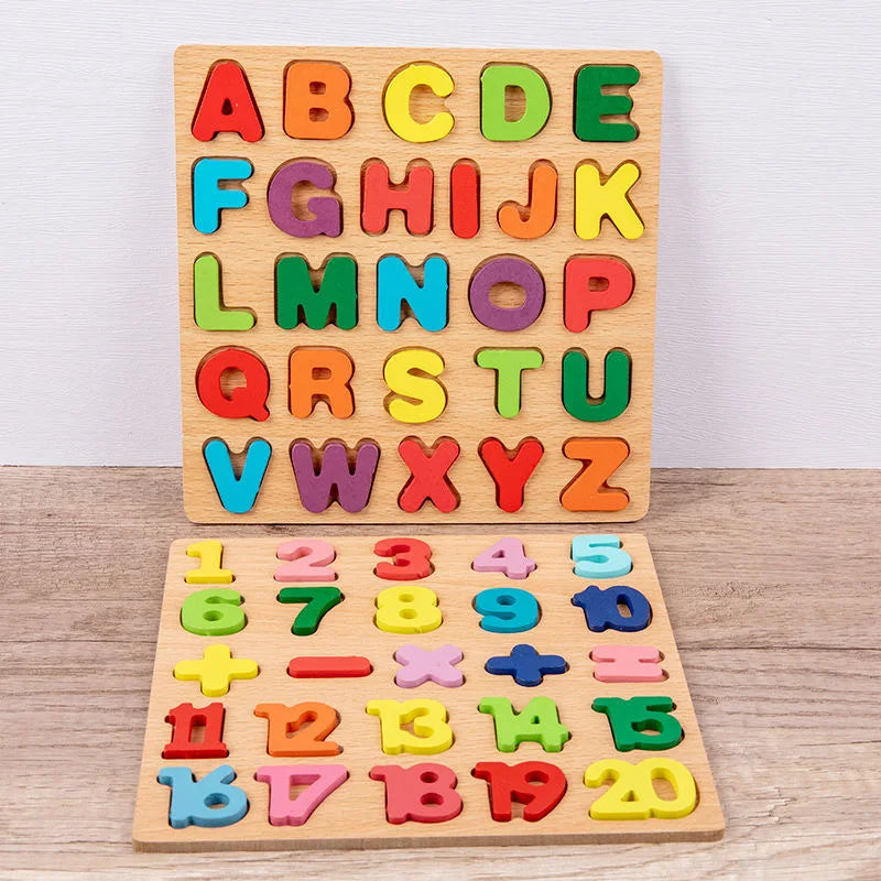 Wooden Letter & Number Puzzle Board