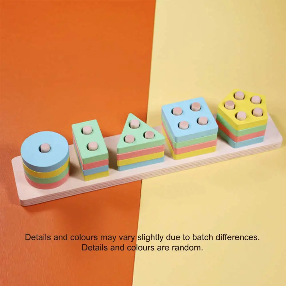 Wooden Shape Sorting & Stacking Board