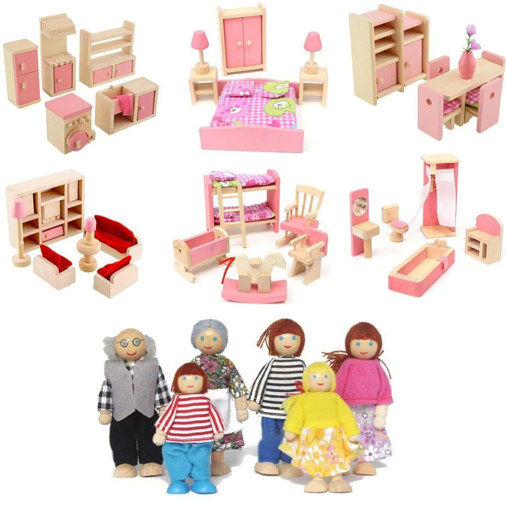Wooden Dollhouse Furniture Collection